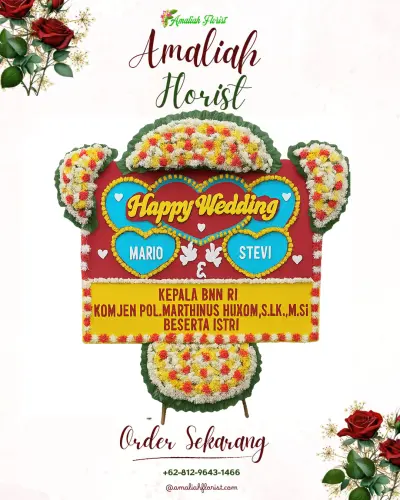 Karangan Papan Bunga Pernikahan di Busungbiu